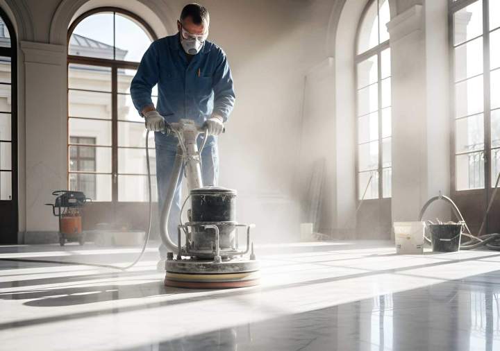 Ponçage professionnel sol en marbre Montrouge